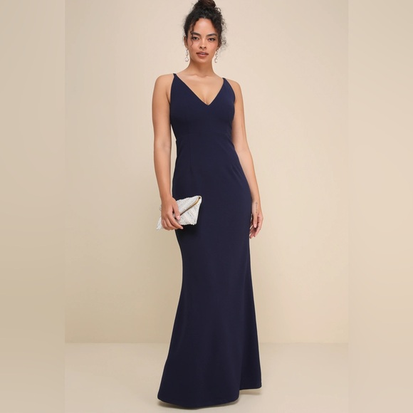 Lulus Melora Navy Blue Formal Gown - Picture 4 of 15